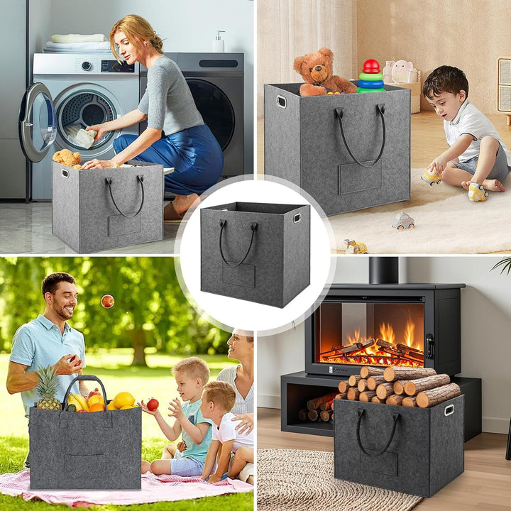 Filztasche, 70L Filz Einkaufstasche, Filztasche Kamin Holz Korb Kleidung Spielzeug Werkzeug Camping