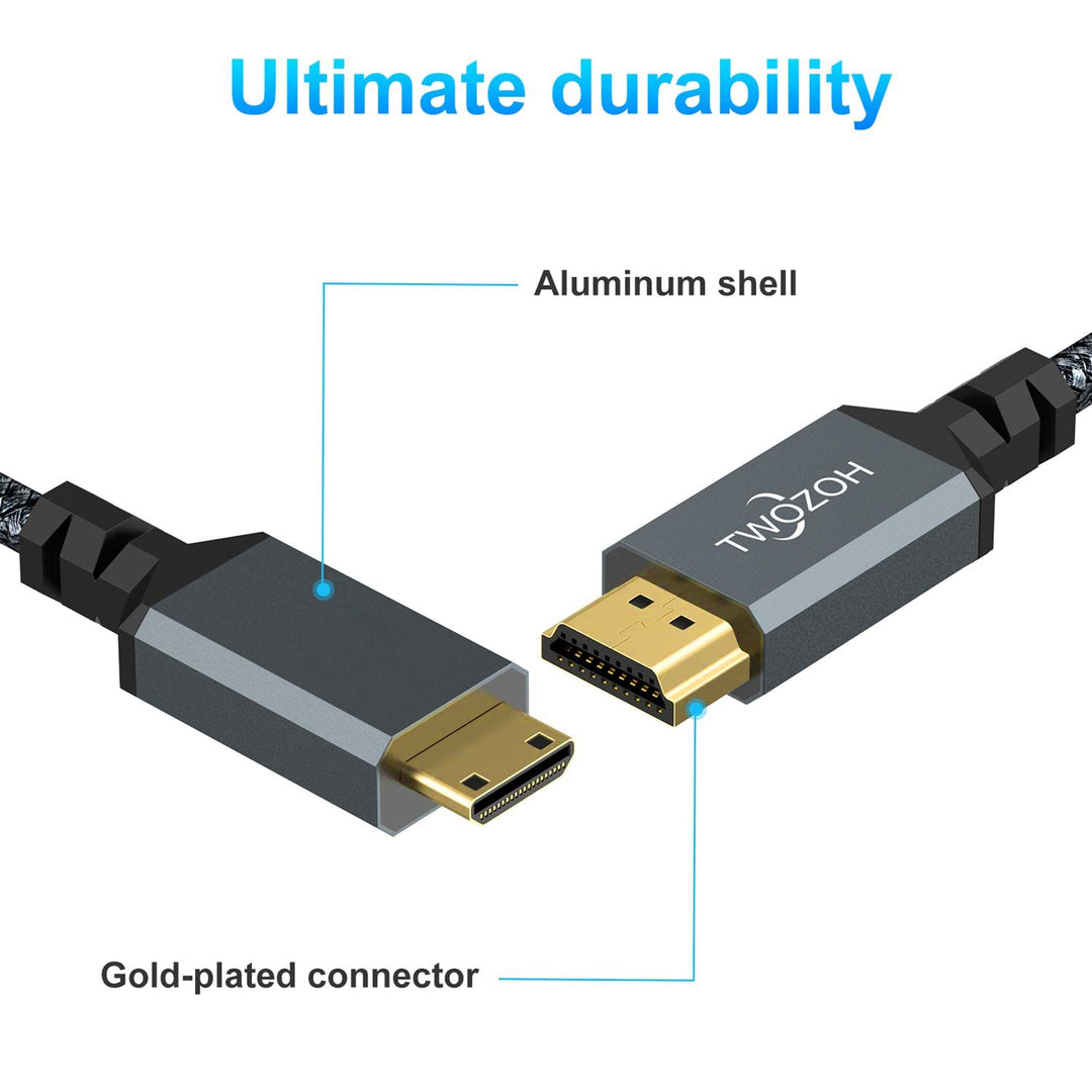 Twozoh Lang Mini HDMI auf HDMI Kabel 7,5M, geflochtenes HDMI auf Mini HDMI Kabel unterstützt 3D, 4K/