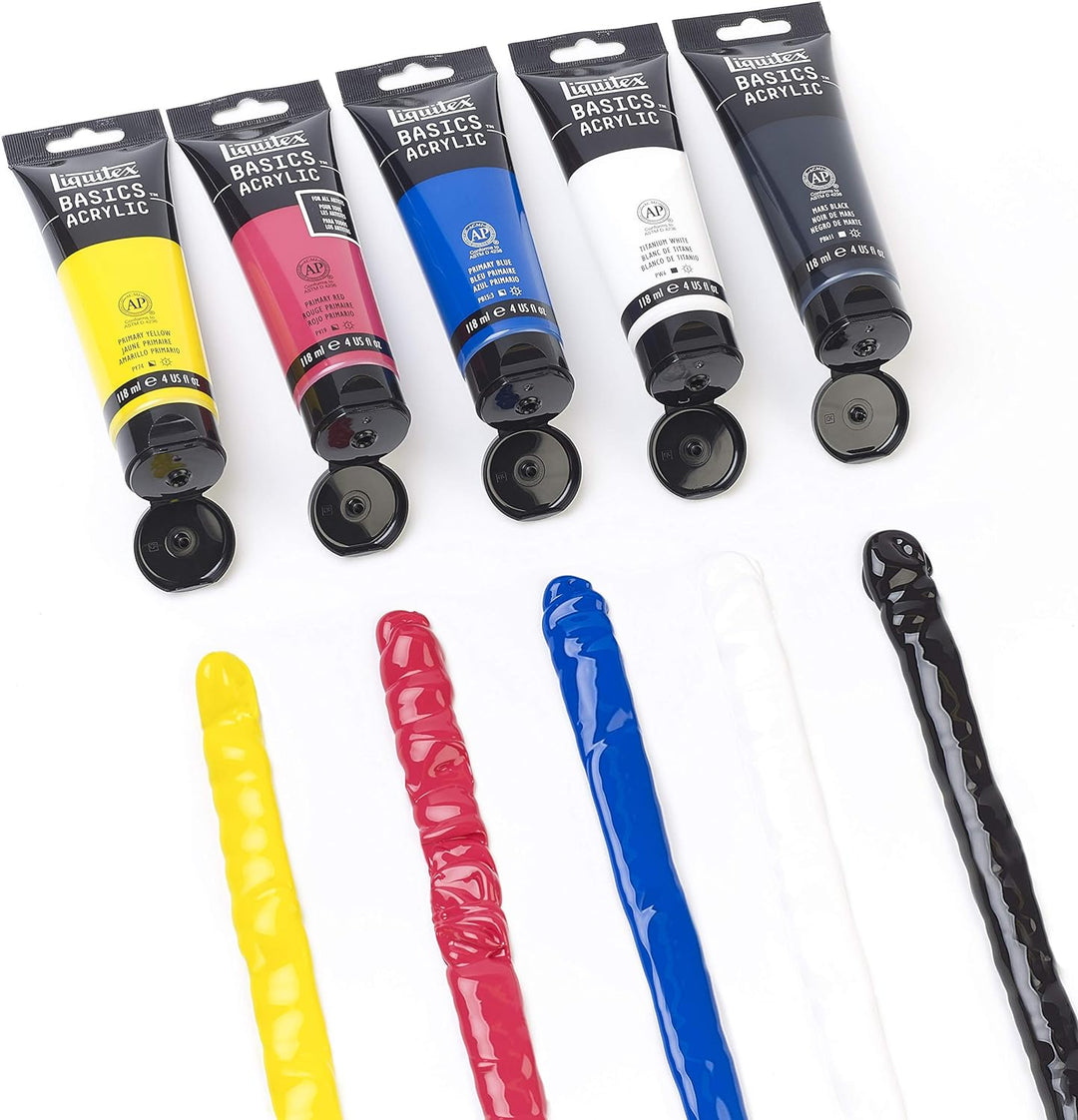 Liquitex 3699350 Basics Studio Acrylfarbe, 5 Farben in 118ml Tuben aus hochwertige und beständige Pi