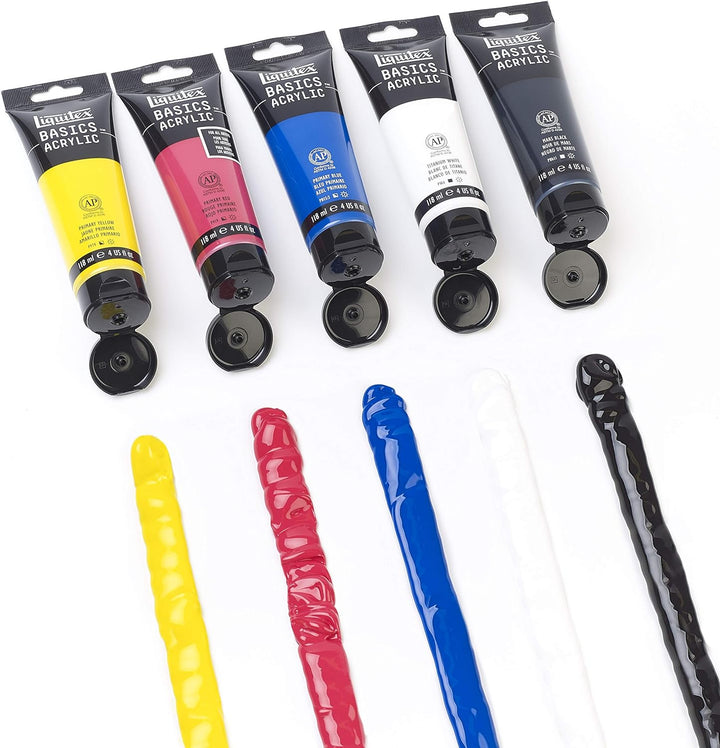 Liquitex 3699350 Basics Studio Acrylfarbe, 5 Farben in 118ml Tuben aus hochwertige und beständige Pi