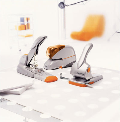 Rapid 20922603 Registraturlocher HDC65, Gussmetall, 65 Blatt, silber/orange 65 Blatt Silber, 65 Blat