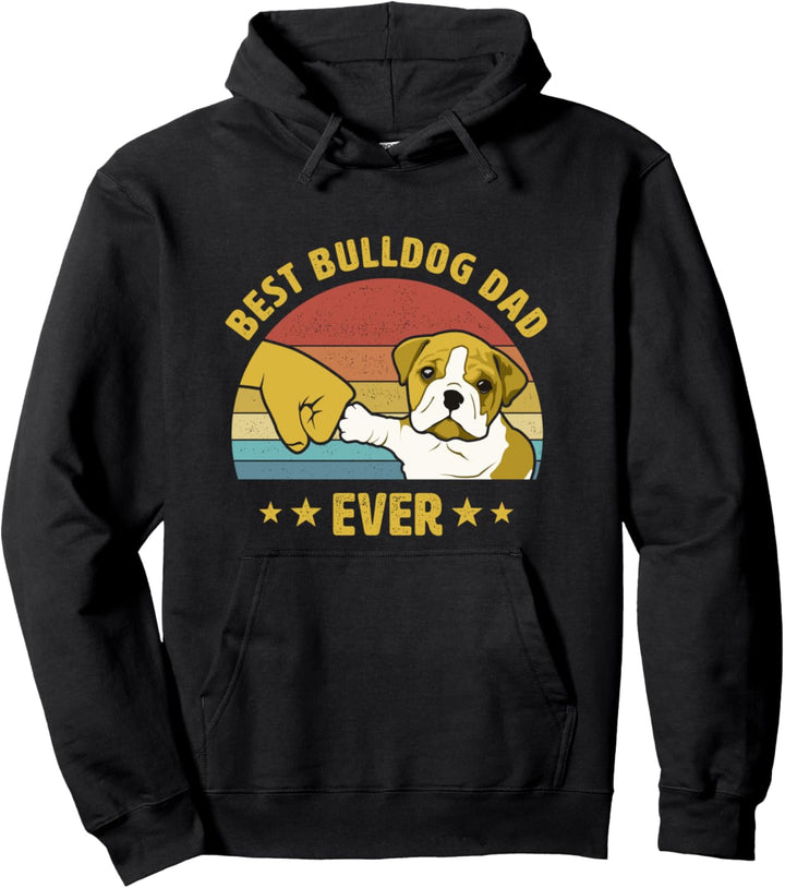 Best Englische Bulldogge Dad ever Vintage Hundepapa Pullover Hoodie