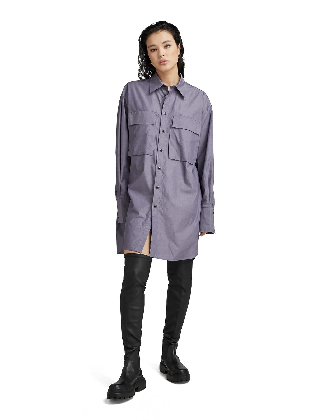 G-STAR RAW Damen Oversized Bf Long Sleeve Shirts M Purpur (Dk Grape D23582-c894-800), M Purpur (Dk G