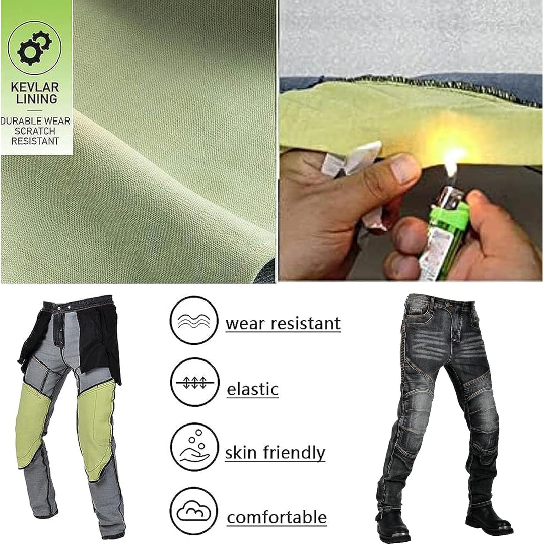 GEBIN Motorradhose Herren, Motorrad Jeans Herren mit Protektoren, Aramidfaser Jeans Herren Motorrad,