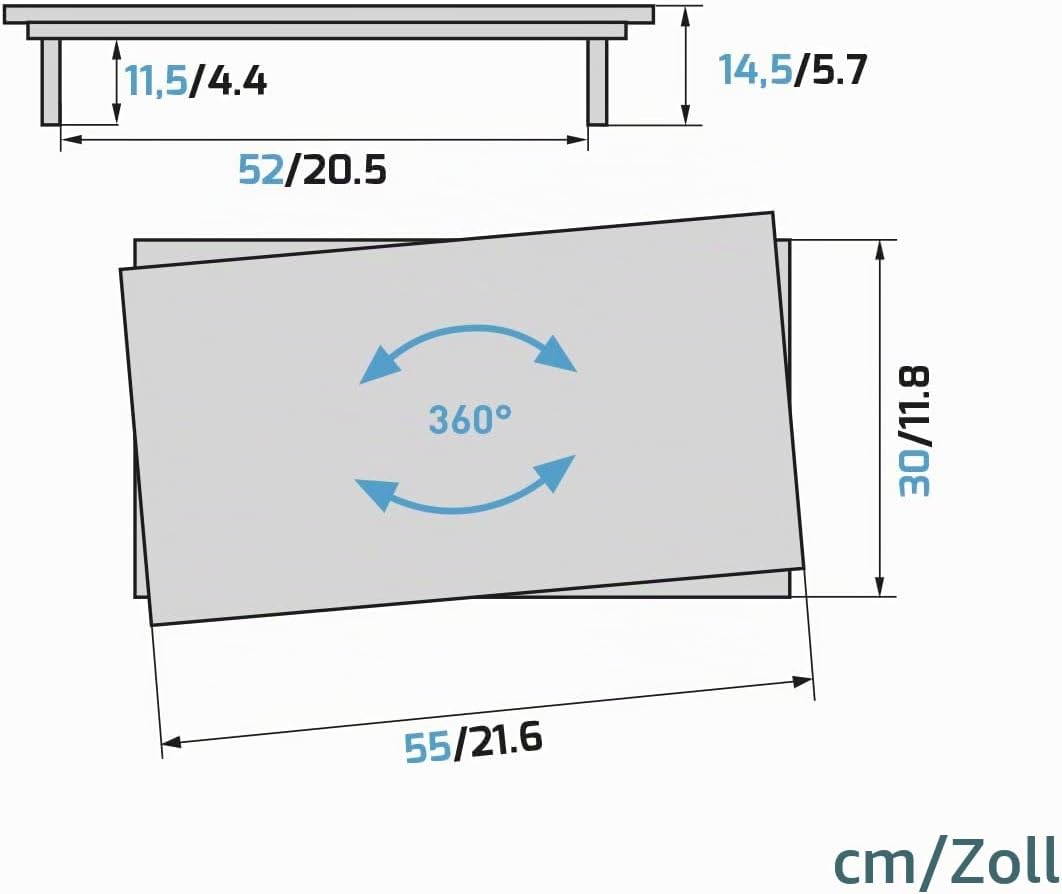Meliconi SPACE SYSTEM TV DESK, Schwenkbarer TV- und Monitorständer, um 360° Drehbarer Fuss, Belastba