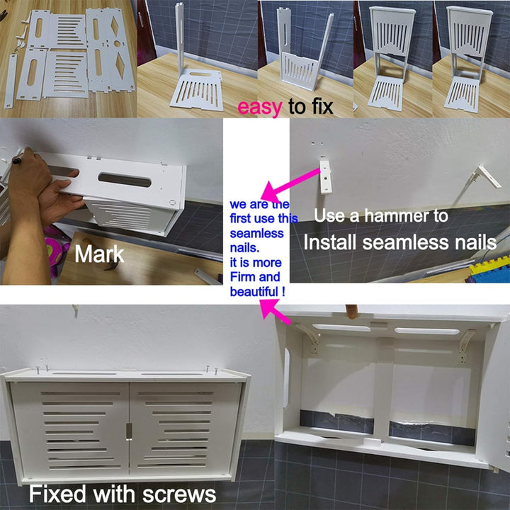 MNBVH Wand Router Aufbewahrungsbox Weiss WLAN Box Router Regal TV Kabel Verstecken Box Router Kabel