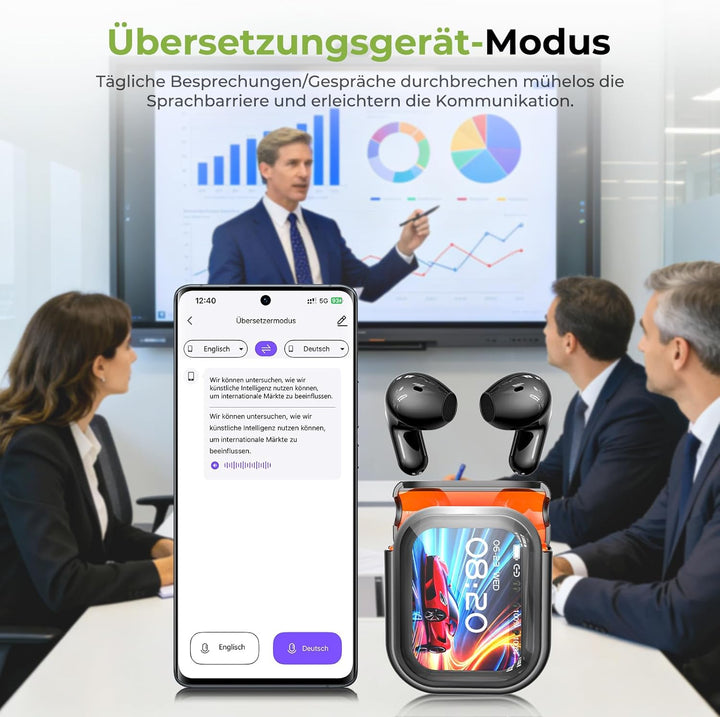 BEARTAIN NE20 Ki Übersetzer Kopfhörer, 3-in-1 Übersetzungskopfhörer mit echtzeit übersetzung, 135 Sp