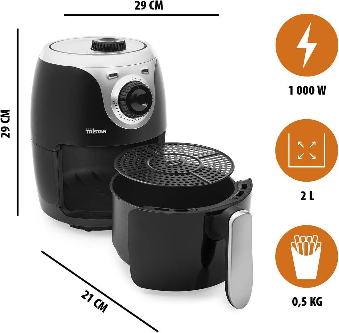Tristar Mini-Heissluftfritteuse/Airfryer mit 2 Liter, mit Thermostat und Timer, Antihaftbeschichtung
