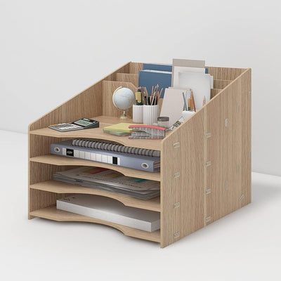 PUNCIA Dokumentenablage A4 Briefablage Ablagefächer Holz Schreibtisch Datei Organizer Papierablage A