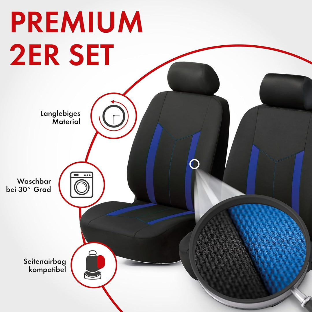 WALSER Auto-Sitzbezug 2 Vordersitzbezüge Hastings mit Reissverschluss, ZIPP-IT Premium Auto-Schonbez