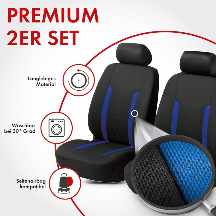 WALSER Auto-Sitzbezug 2 Vordersitzbezüge Hastings mit Reissverschluss, ZIPP-IT Premium Auto-Schonbez