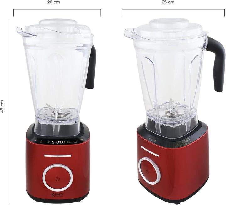 KeMar Standmixer (1500W, 2 Liter) Hochleistungsmixer, Mixer + GRATIS Bambus Trinkhalme - mit Touch B