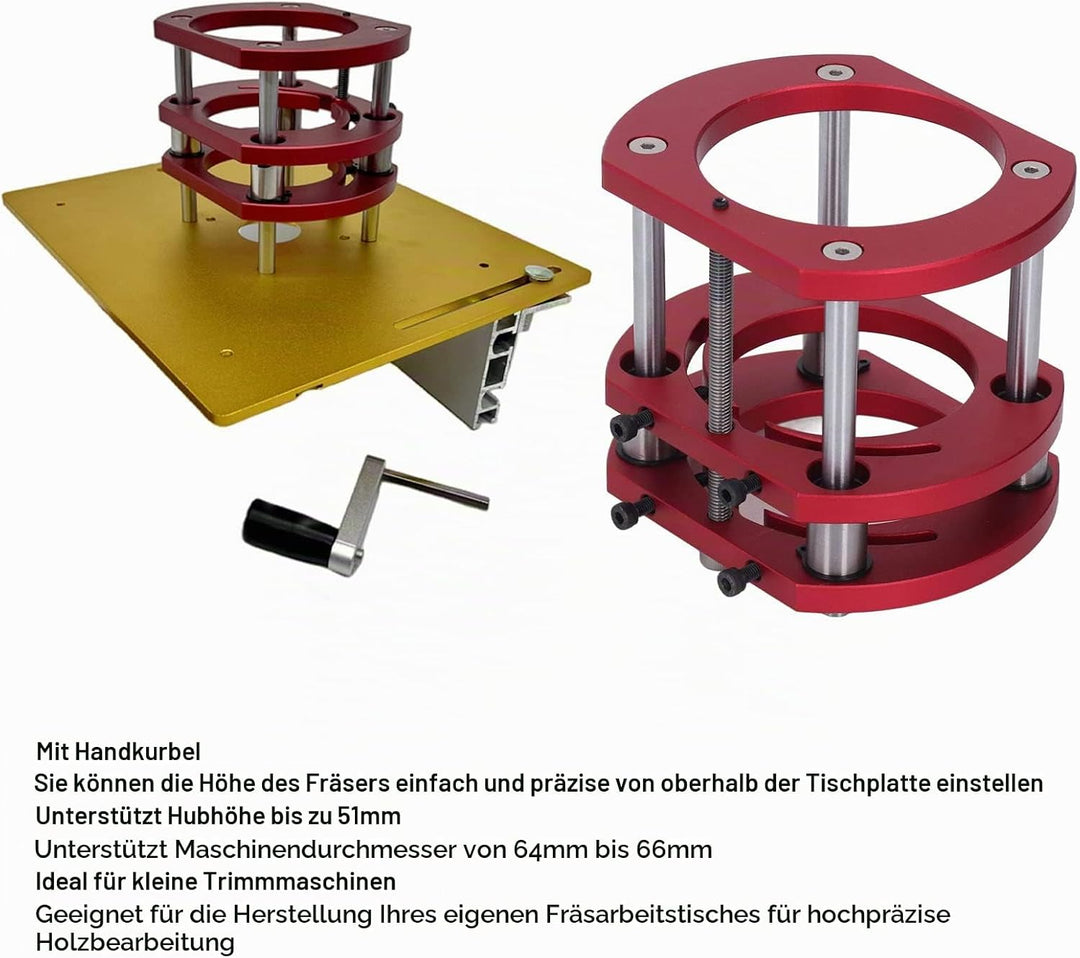 plplaaoo Router Lift Präzise System 4-Backen-Hebebühne Klemm-Frästisch-Hebesystem Oberfräse Tisch He