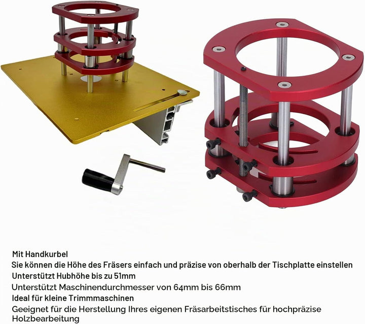 plplaaoo Router Lift Präzise System 4-Backen-Hebebühne Klemm-Frästisch-Hebesystem Oberfräse Tisch He