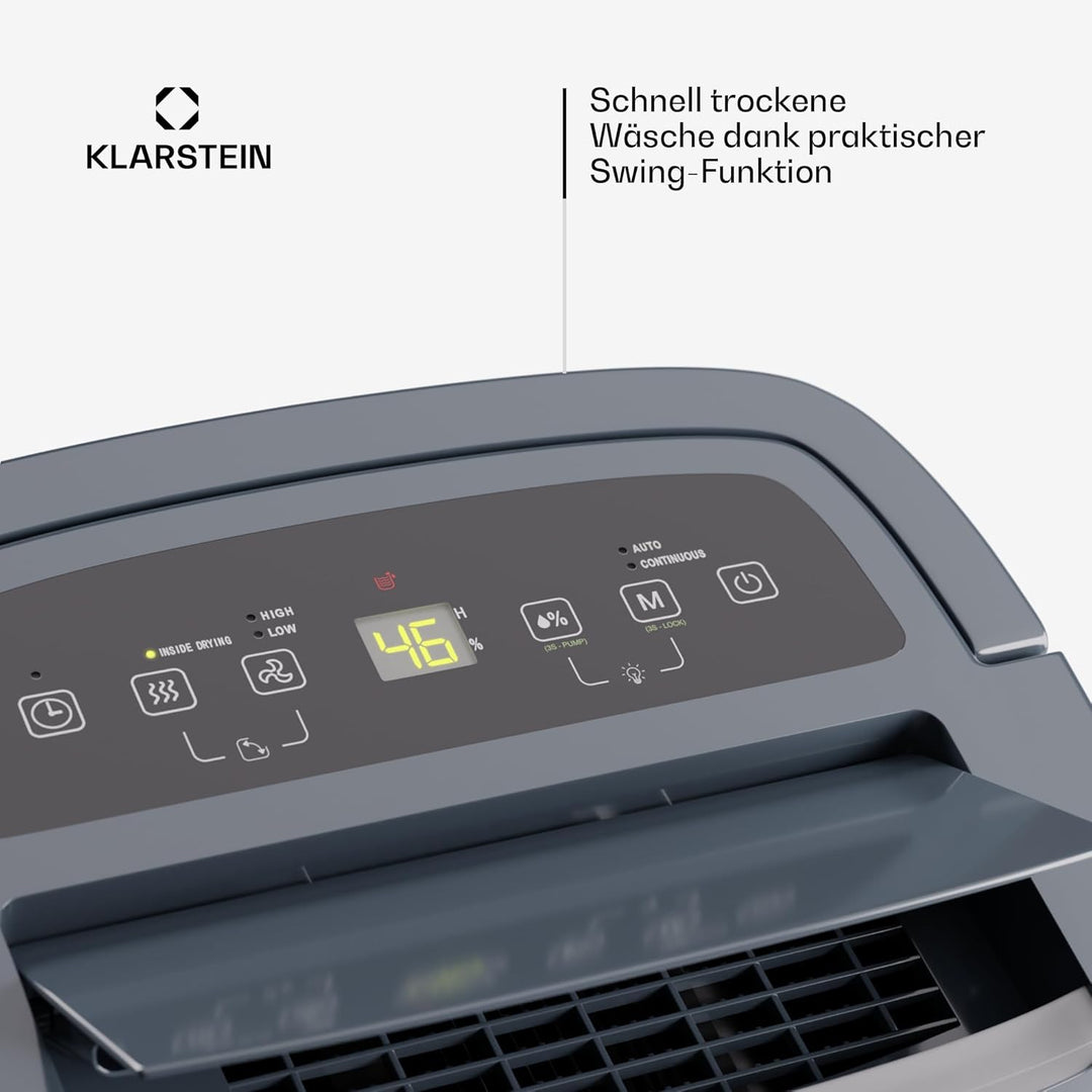 Klarstein Luftentfeuchter Elektrisch bis 30m2, Smart Luftentfeuchter für Wohnung, Bad & Keller, Luft
