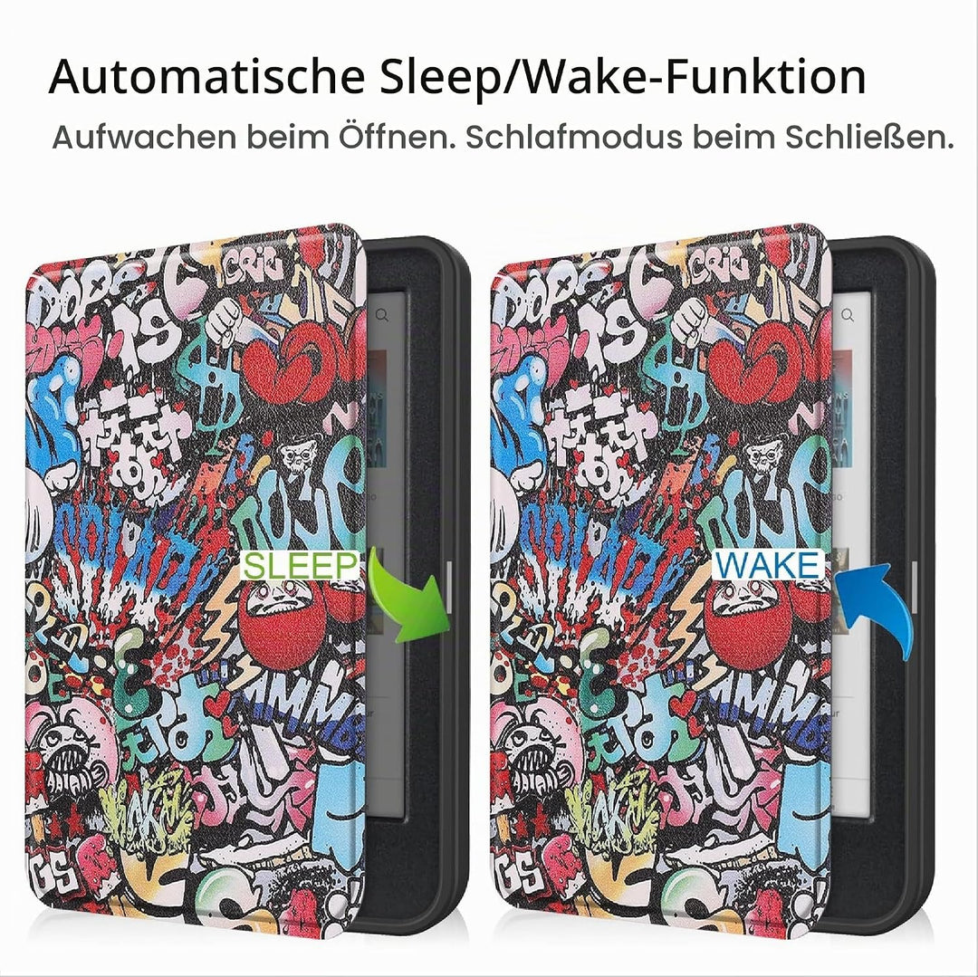 GIOPUEY Hülle Kompatibel mit Tolino Shine Color/Shine 5 2024, Flip Case, PU Leder + Weiches TPU Hüll
