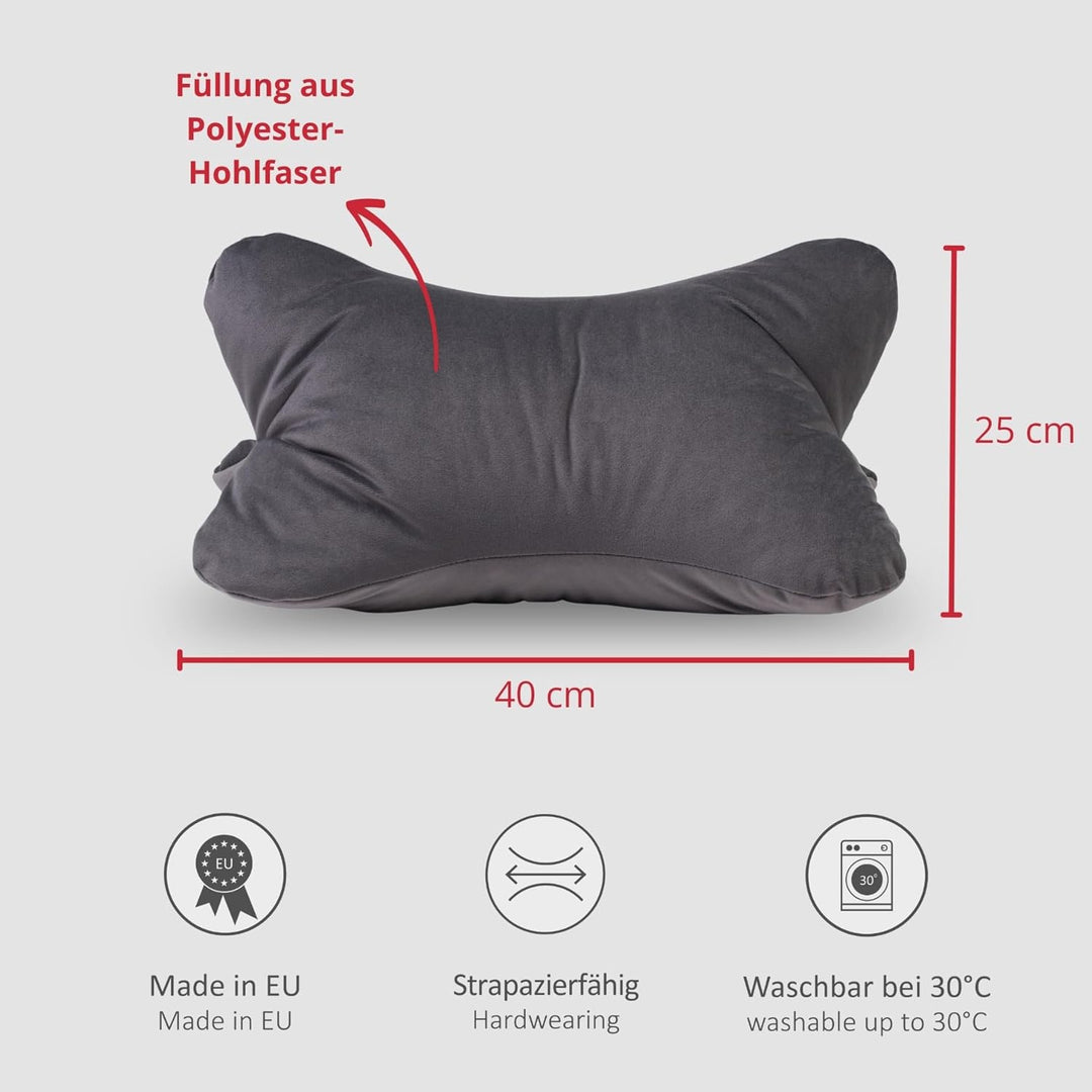 liebling Samt Lesekissen für Bett und Sofa, Bücherkissen, Lesehilfe, 40x25 cm, Leseknochen, Serie Ne