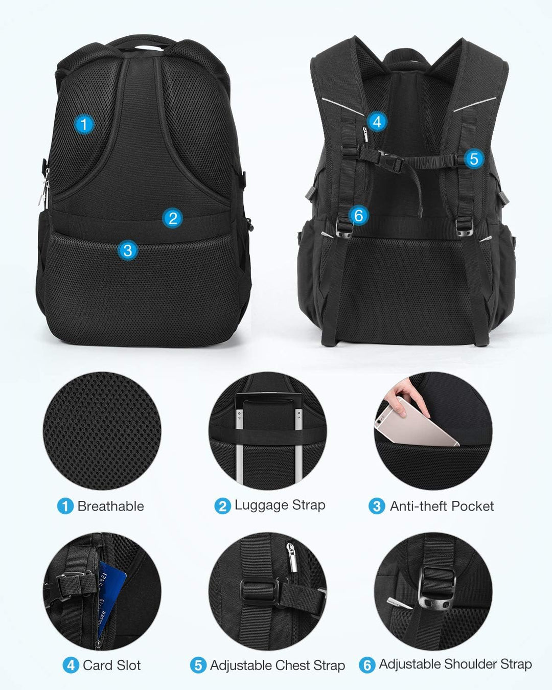 HOMIEE Laptop Rucksack Herren 17 Zoll, Laptoprucksack Laptop Backpack Men Business Gross Rucksack Ar