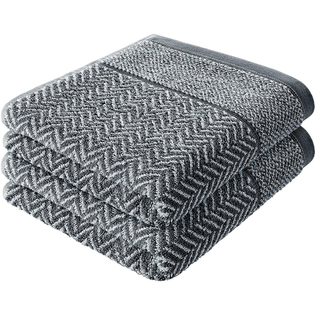 herzbach home Duschtuch 2er Set 100% Baumwolle 70x140 cm Gemustert, anthrazit 2 Duschtücher 70x140 c