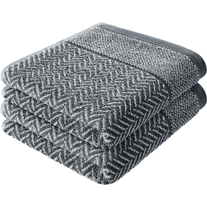 herzbach home Duschtuch 2er Set 100% Baumwolle 70x140 cm Gemustert, anthrazit 2 Duschtücher 70x140 c