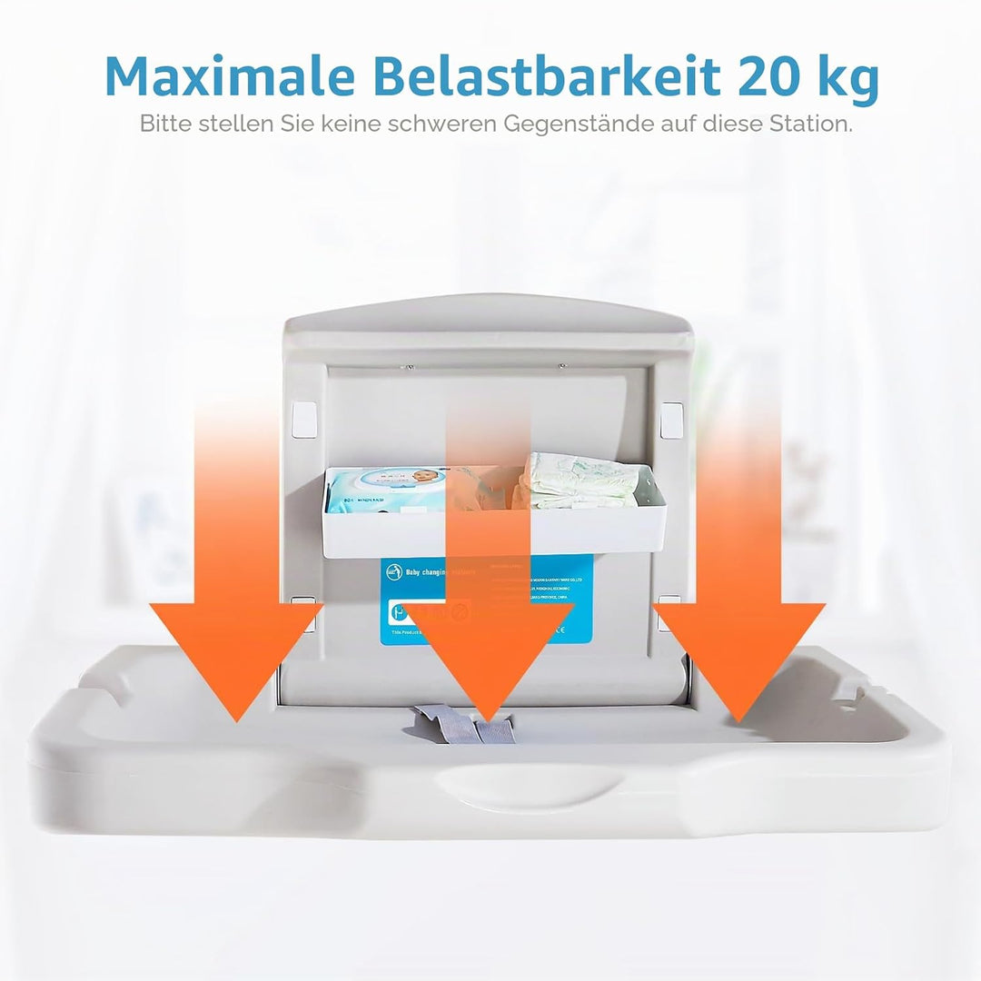 Wickeltisch, Horizontale Wickelkommode Mit Schild, Wandmontierte Wickelkommode Mit Sicherheitsgurt,