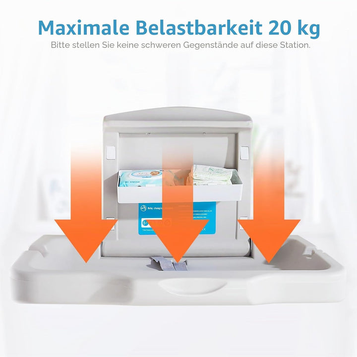 Wickeltisch, Horizontale Wickelkommode Mit Schild, Wandmontierte Wickelkommode Mit Sicherheitsgurt,