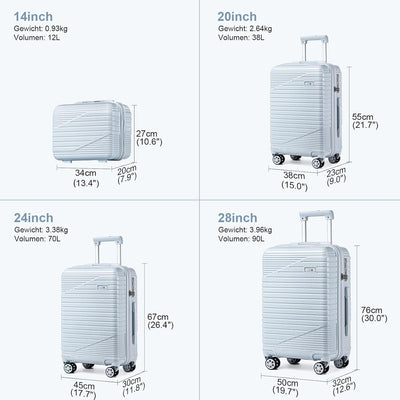 Sea choice Kofferset 4 Teilig Hartschalen Rollkoffer PC Handgepäck Set Beautycase (Nur L Koffer Erwe