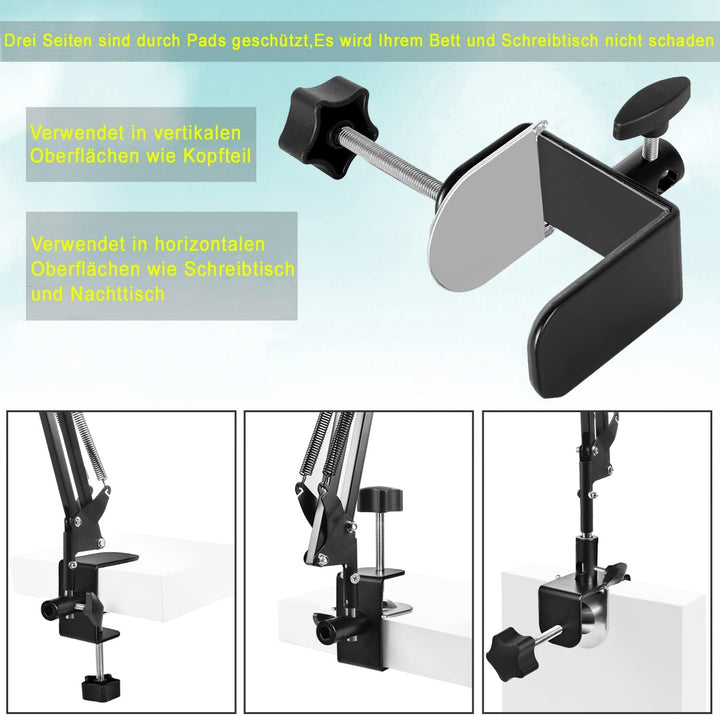 Tablet-Ständer für Bett Halterung -Ständerhalter 360 Grad Drehbarer mit Stabilem Aluminiumarm für iP