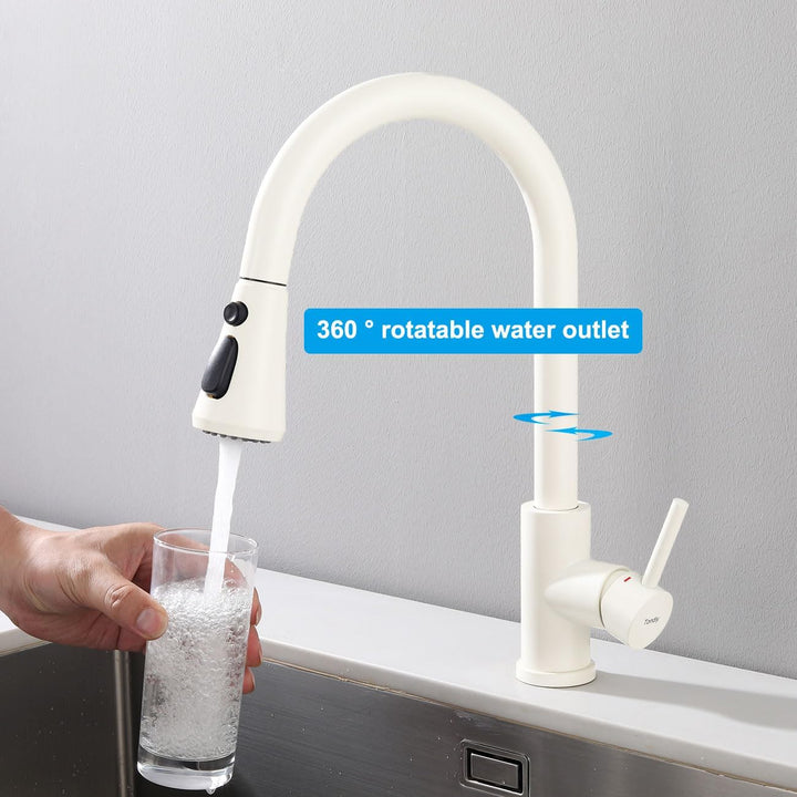 Wasserhahn Küche mit Ausziehbar Brause, Küchenarmatur mit 3 Strahlarten, 360° Drehbare Armatur Küche