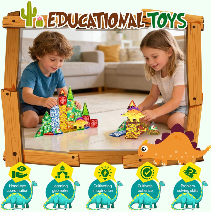 Magnetische Bausteine Kinder Verstaubare, Dinosaurier Magna Tiles, Dschungel Magnet Spielzeug, Mini