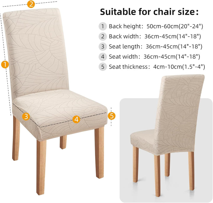 YISUN Stretch Stuhlhussen 4er Set Universal Jacquard Blätter Stuhlhusse, Elastische Hussen für Stühl