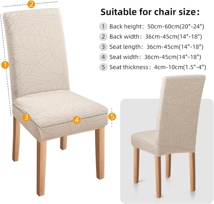 YISUN Stuhlhussen 6er Set Universal Stuhlhusse Stretch Jacquard Blätter Stuhlhussen, Hussen für Stüh
