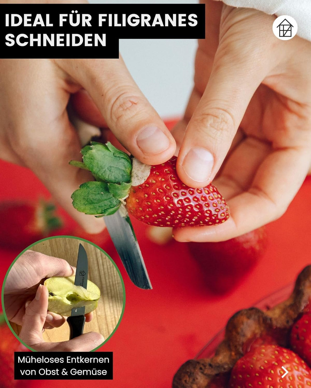 Fachwerk-Messer Küchenmesser 4er Set Gemüsemesser Solingen 7,5 cm Klingenlänge Schälmesser Qualität