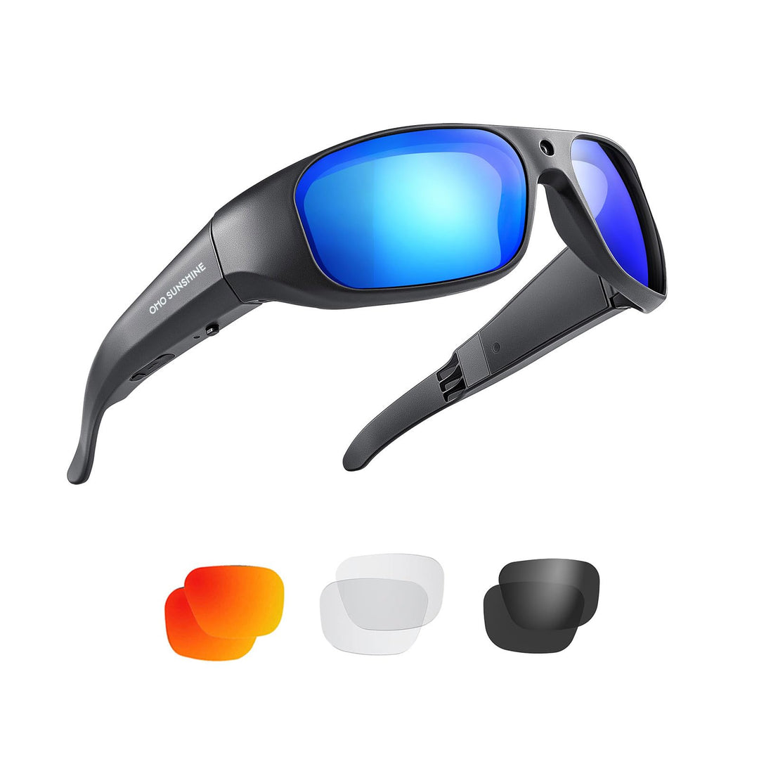 OHO 4K Ultra HD Water Resistance Video Sunglasses, Sports Action Camera with Built-in Memory and Pol