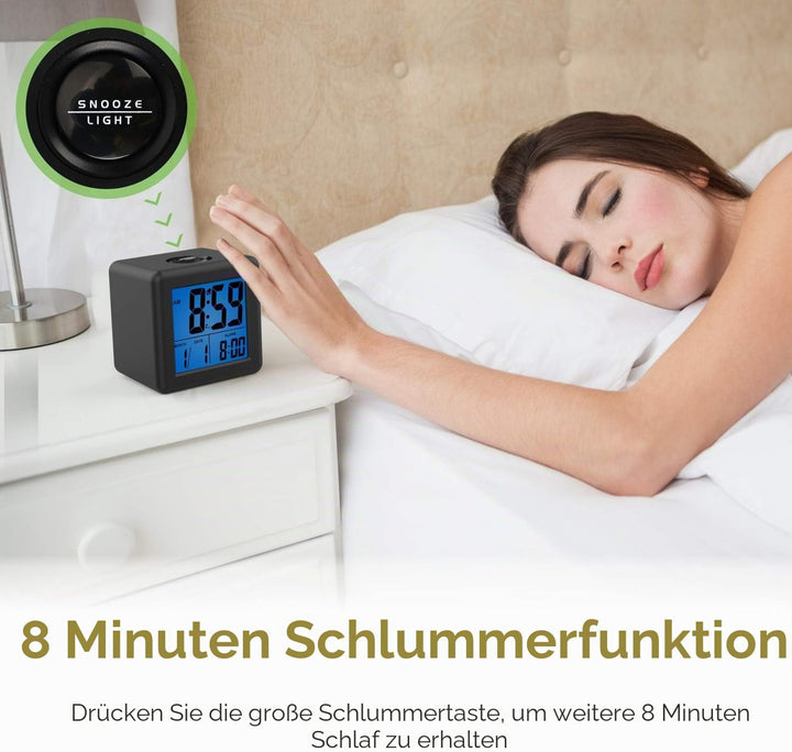 Plumeet Digitaler Reisewecker, Einfach Einzustellen, mit Schlummermodus, Weichem Nachtlicht, Grossem