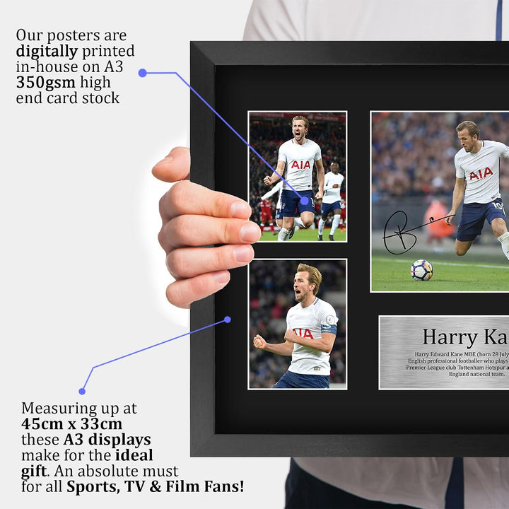 HWC Trading Harry Kane A3 Gerahmte Signiert Gedruckt Autogramme Bild Druck-Fotoanzeige Geschenk Für