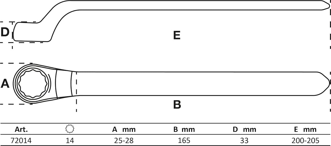 BGS 72014 | VDE-Einringschlüssel | tief gekröpft | SW 14 mm, SW 14 mm
