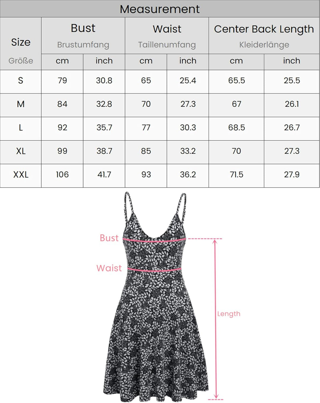 UNibelle Damen Sommerkleid Blumenmuster Kleid V-Ausschnitt Strandkleid Verstellbaren Spaghettiträger