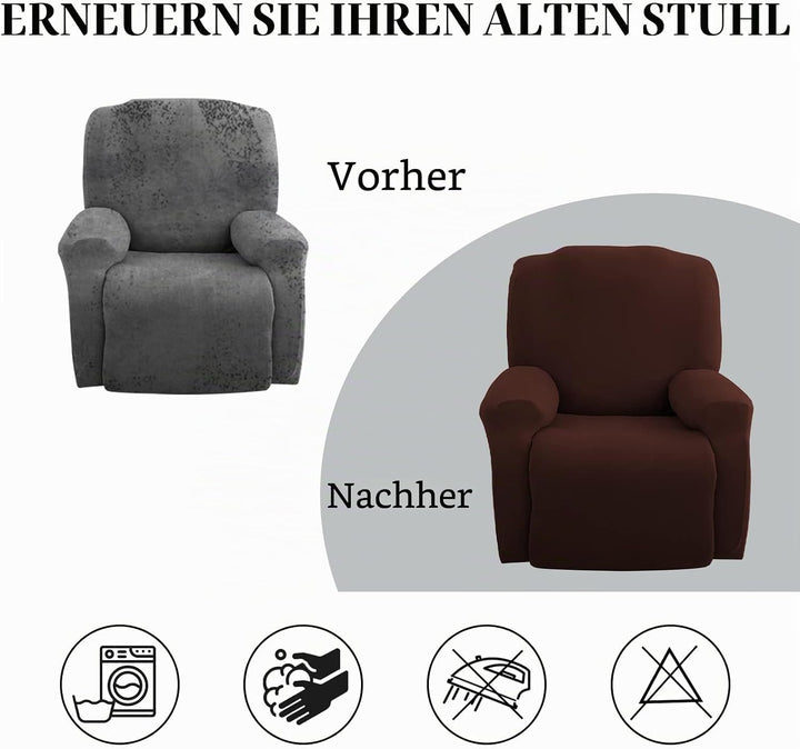 FIGOOO Stretchhusse für Relaxsessel 4-Teilig Stretch Sesselbezug Relaxsessel mit Seitentasche Sessel