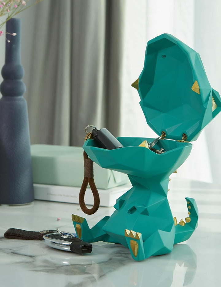 HAUCOZE Dinosaurier Keksdose Modern Arts Figur Tier Geschenk Dekor Polyresin Grün 18cm, Grün