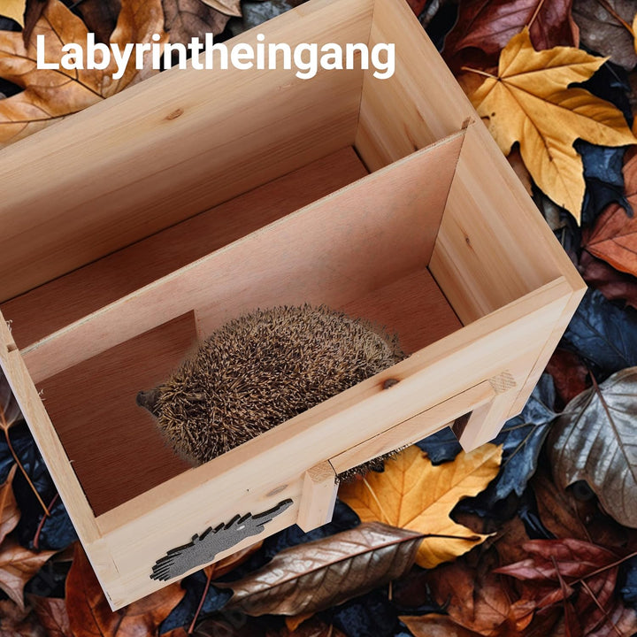 Tool&Tree - Igelhaus aus robustem Holz mit Labyrintheingang und Boden – 32cm x 26cm x 20,5cm – Wette