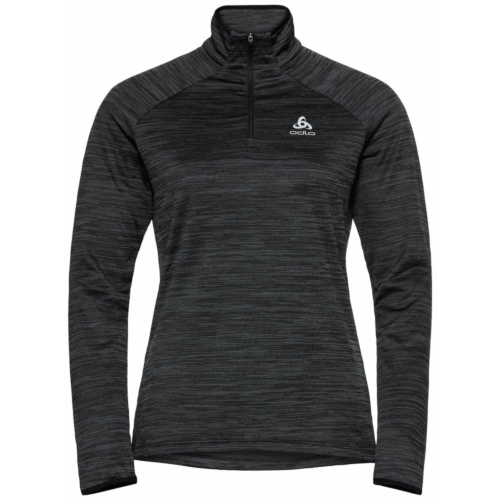 Odlo Damen Laufoberteil mit Reissverschluss Run Easy WARM L Black Melange, L Black Melange