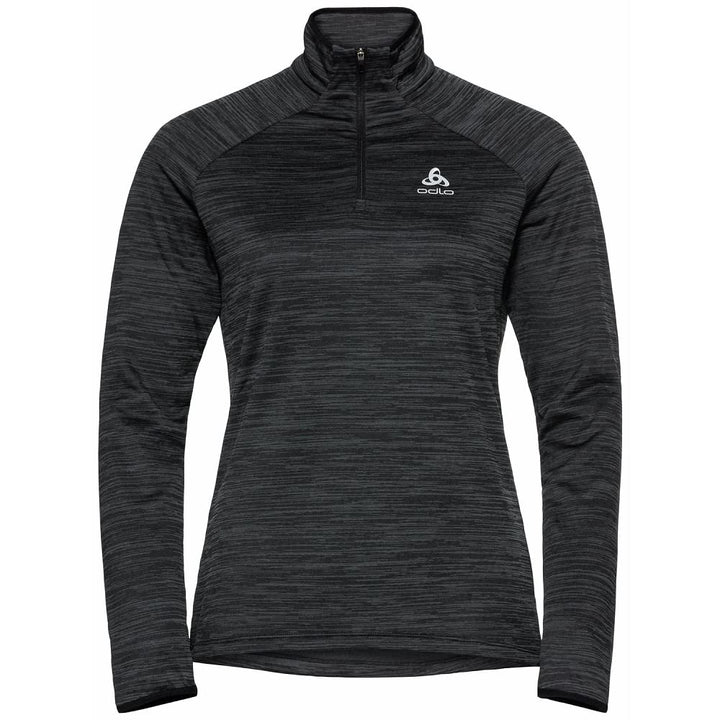 Odlo Damen Laufoberteil mit Reissverschluss Run Easy WARM L Black Melange, L Black Melange