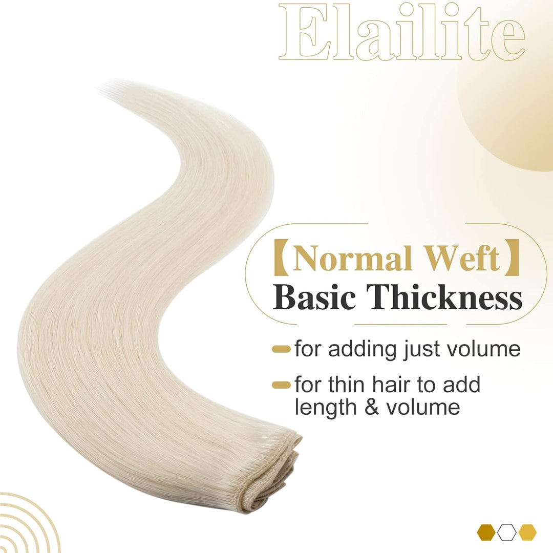 Elailite Clip in Extensions Echthaar, 8 Teile Set 18 Clips Haarverlängerung, Glattes Haarteil Natürl