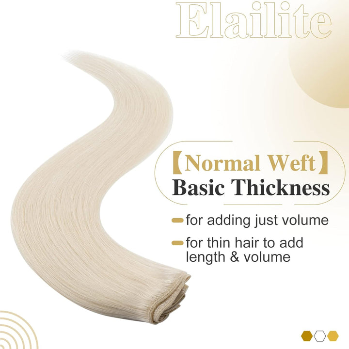 Elailite Clip in Extensions Echthaar, 8 Teile Set 18 Clips Haarverlängerung, Glattes Haarteil Natürl