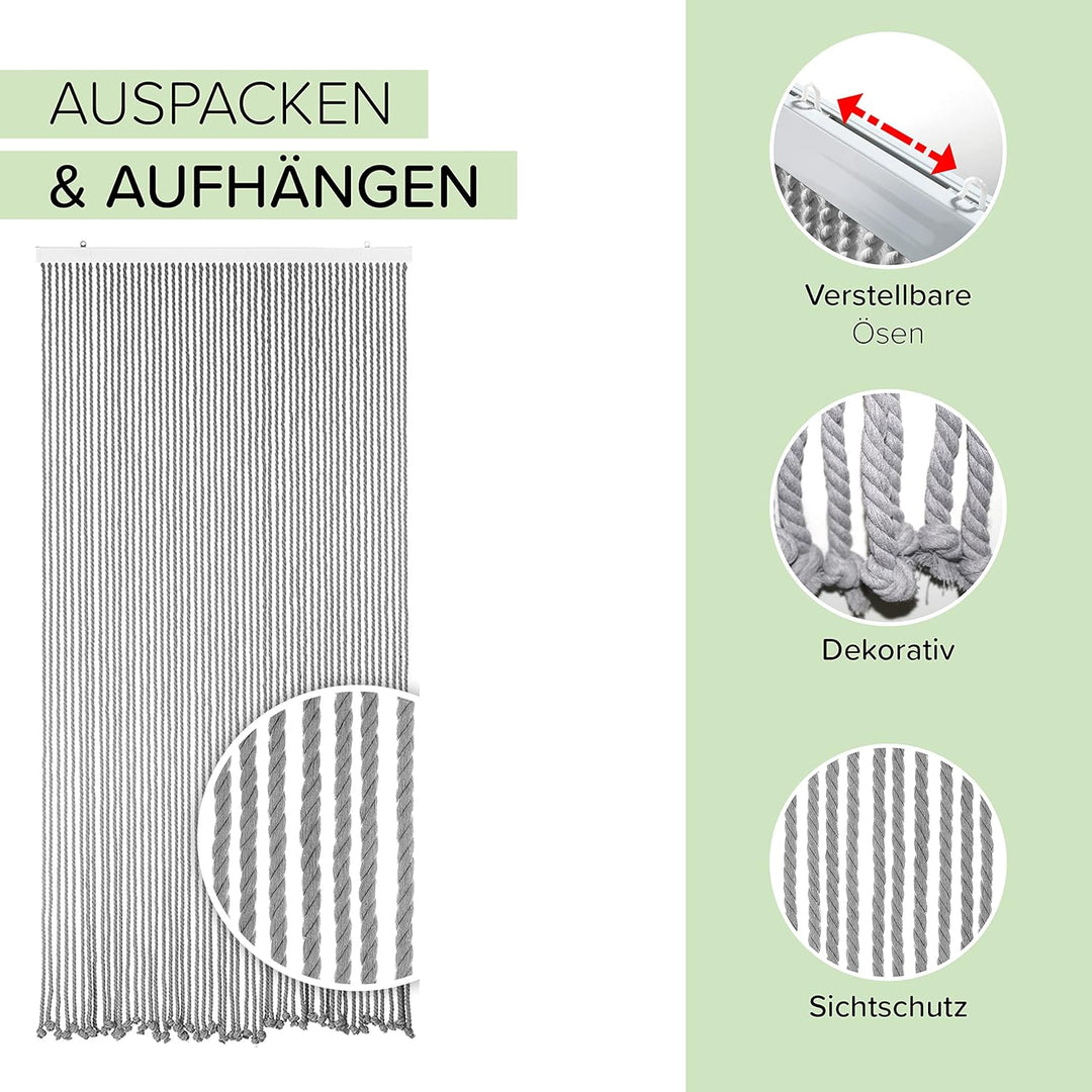 Kobolo Seilvorhang Türvorhang Grey 54 Stränge - Dekovorhang - rechteckig - Wohnzimmer