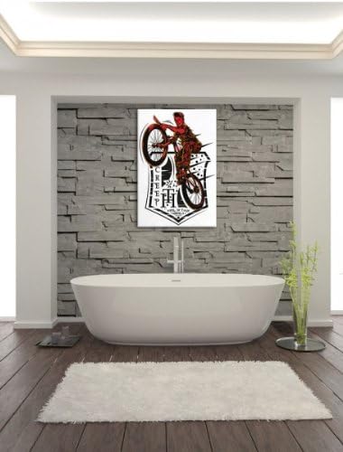 Creepy Biker white Leinwandbild Bild auf Leinwand, XXL riesige Bilder fertig gerahmt mit Keilrahmen,