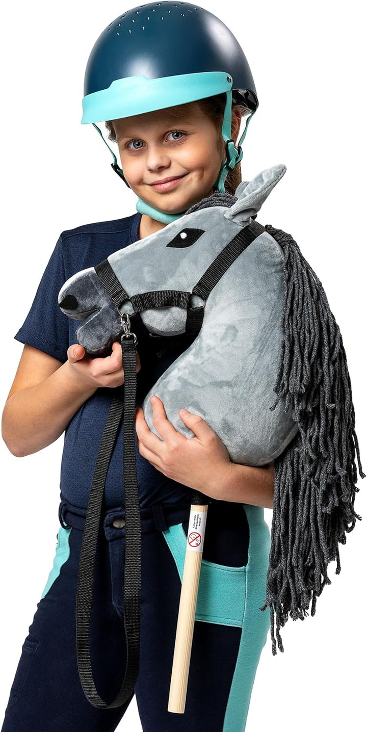 SKIPPI Hobby Horse Graues, Steckenpferd mit Halfter und Zügeln im Set, Hobby Horsing Pferd A3