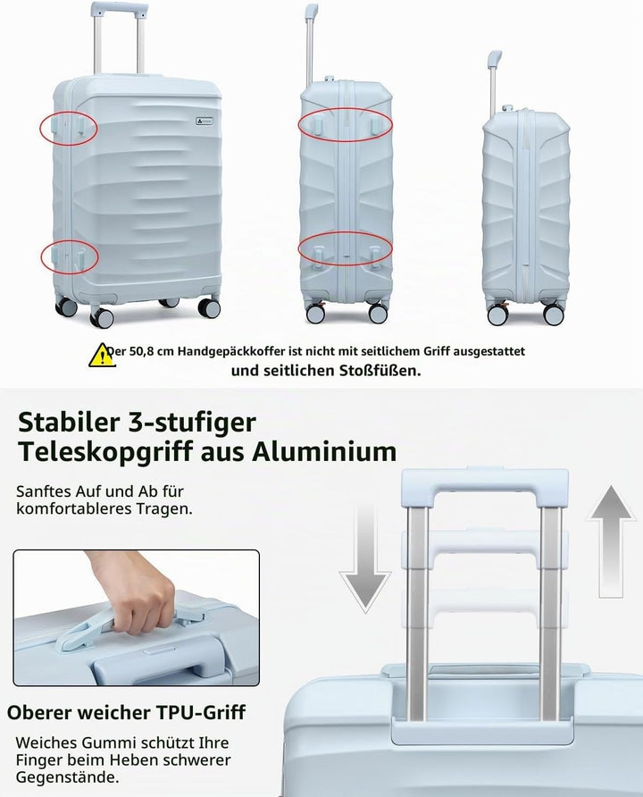 Sea choice Reisekoffer Set 5 Teilig ABS Hartschale Trolley Kofferset Gepäckset Grosse Kapazität Hand