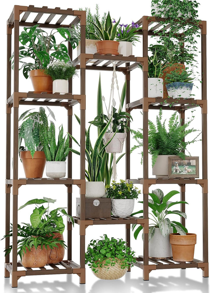 Bamworld Pflanzenständer Indoor Outdoor Hängende Pflanzen Regal Hoch Gross Pflanzenhalter Holz für W